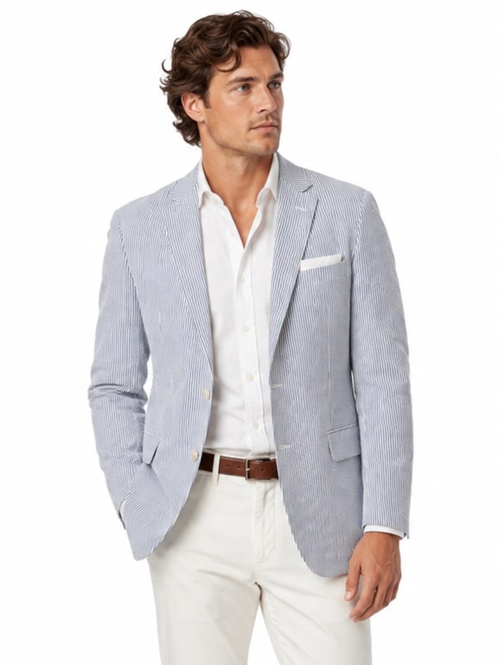 PALM BEACH Bradley Seersucker Sport Coat Blazer 42R 100% Cotton Gatsby Coastal